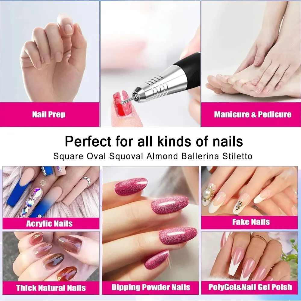 Electric Nail Drill 35000 RPM Machine Mill Cutter Sets for Manicure Nail Tips Pedicure File