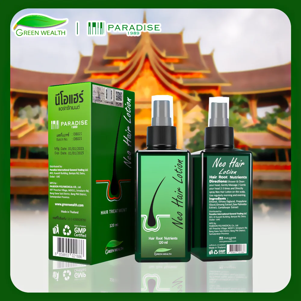 

120ml Neo Hair Lotion Hair Root HAIR BEARD SIDEBURNS LONGER Herbs Treatment 100% Original Thailand Free Gift