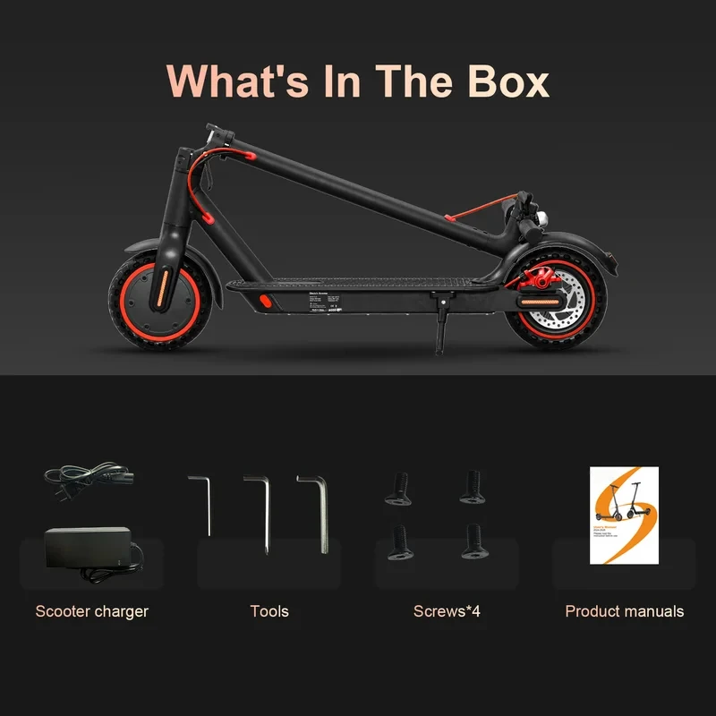 HS-04Pro Electric Scooter: 36V 350W, 10.4Ah Battery, 15.6MPH, 8.5" Self-Balancing Wheels, Foldable,Kick-Assist,Smart App-Enabled