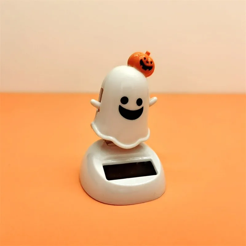 Funny Creative Solar Power Car Cartoon Swinging Head Doll Solar Bobble Head Halloween Dancing Ghost Bobble Kid Toy Gifts