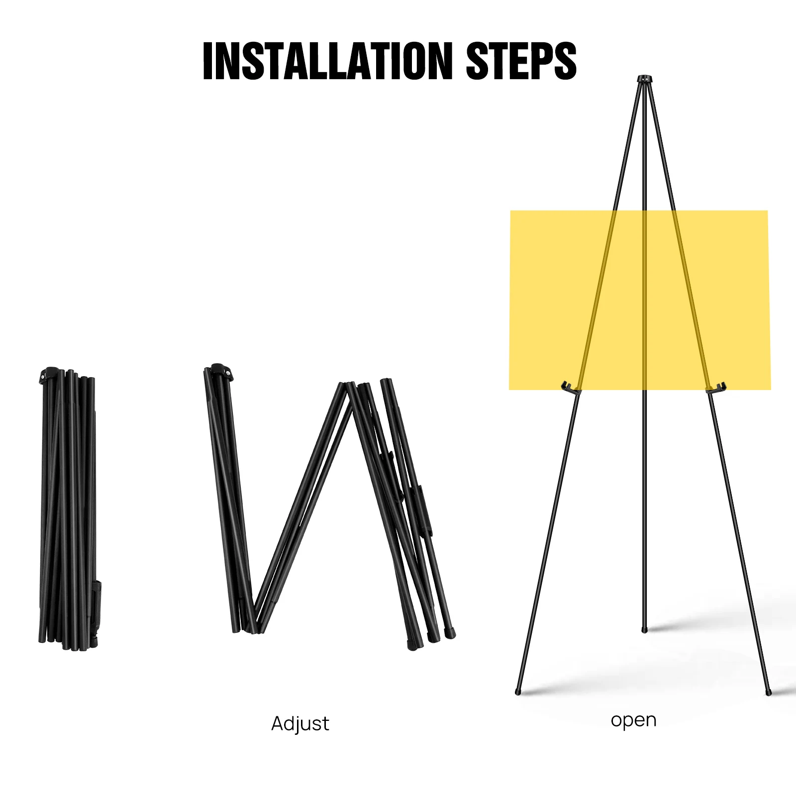 Primo piano delle clip regolabili sul cavalletto metallico