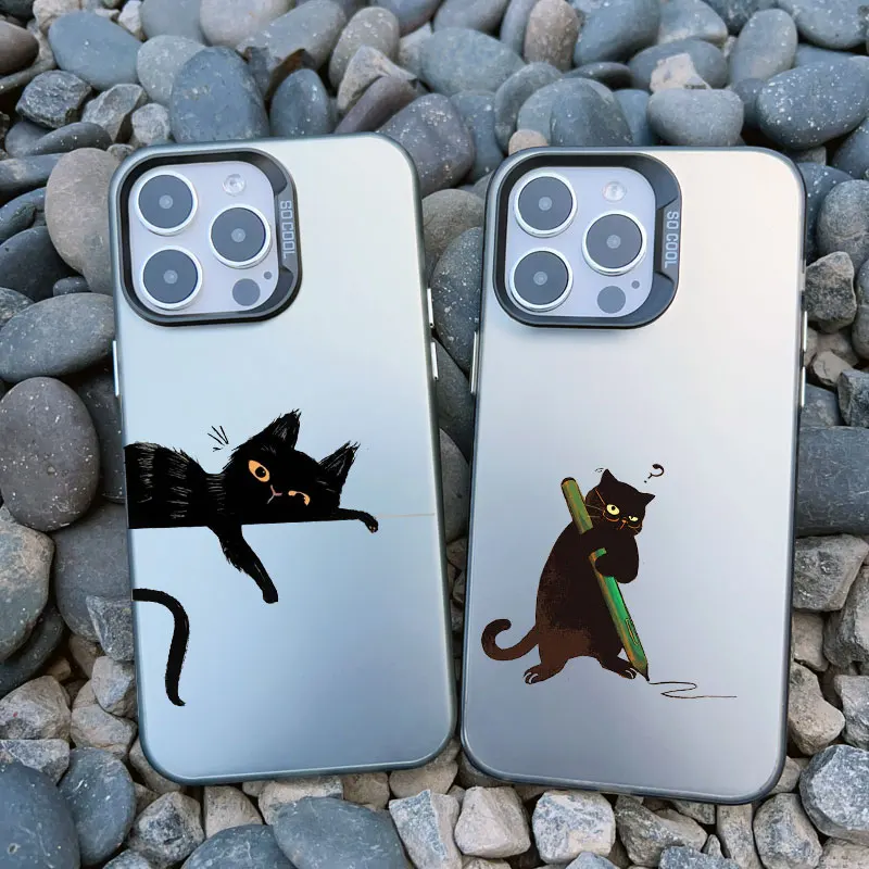 Black Cat Personality Shockproof Laser Back Phone Case
