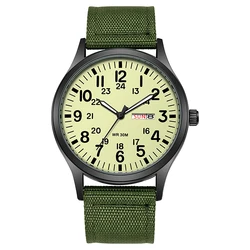 Enhanced Field Watch with Easy - Reading Display and Fabric Strap (Green Luminous 2)