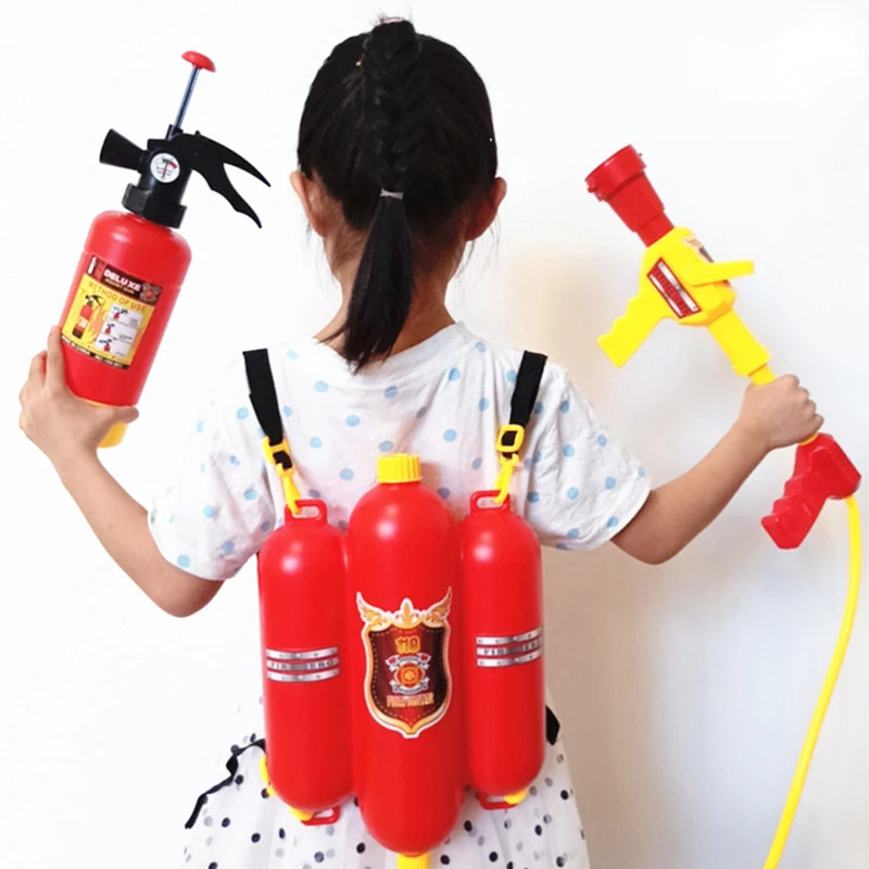 

Children Fireman Backpack Water Gun Outdoor Beach swimming pool Extinguisher Water Gun Toys Cosplay Fireman Summer Pistol Water