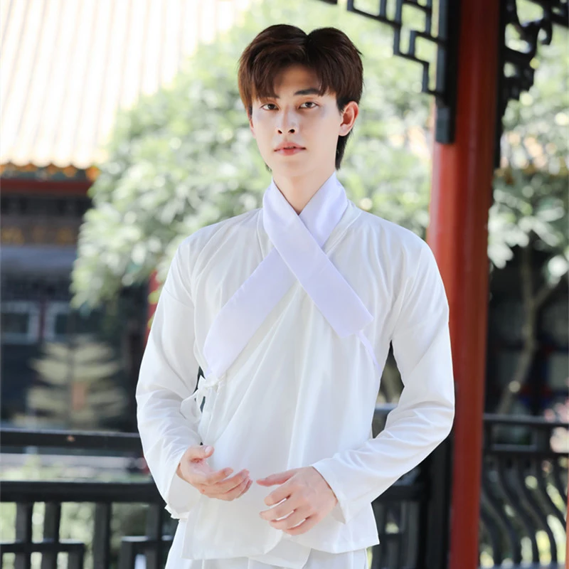 Piece Set Clothes Outfit Hanfu White Tops And Pants Men And