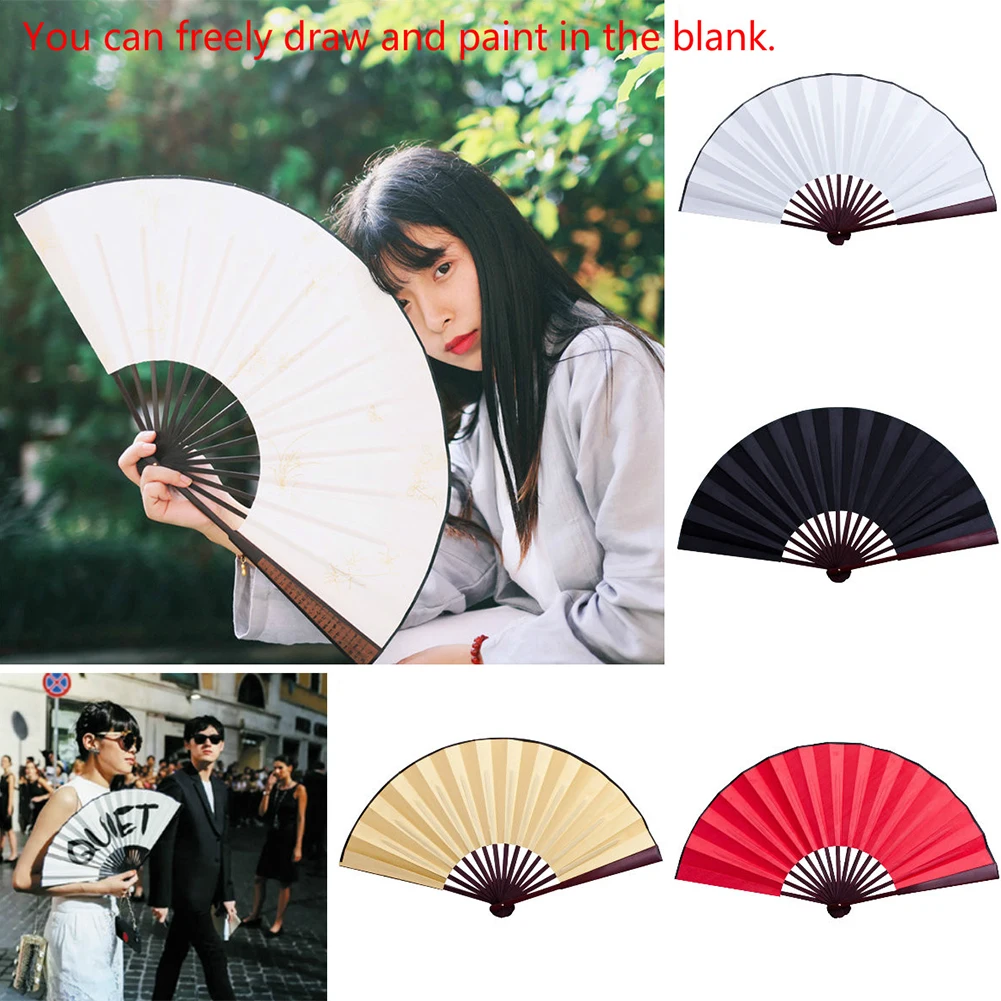 10,6 Zoll/13 Zoll Seidentuch Blanko Chinesischer Faltfächer Holz Bambus Antike Faltfächer Für Kalligraphie Malerei Home Decor – Detail 6