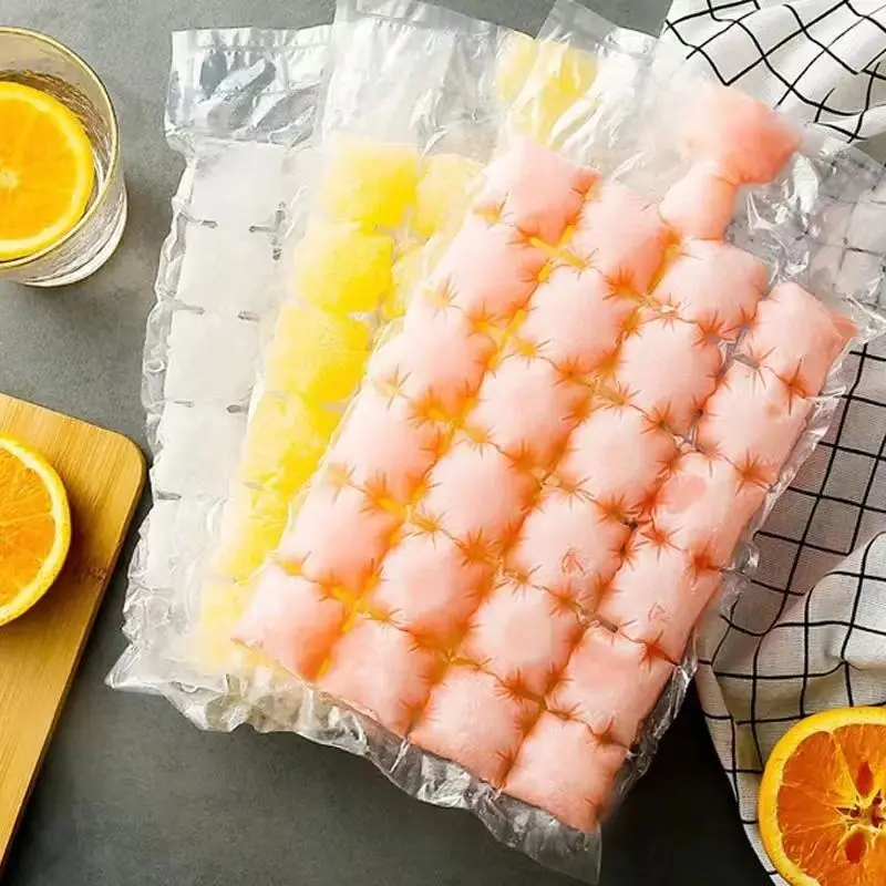 50 Sacos Descartáveis Transparentes para Fazer Gelo com Selagem Automática, Bandeja de Gelo para Congelamento Rápido, Utensílios de Cozinha
