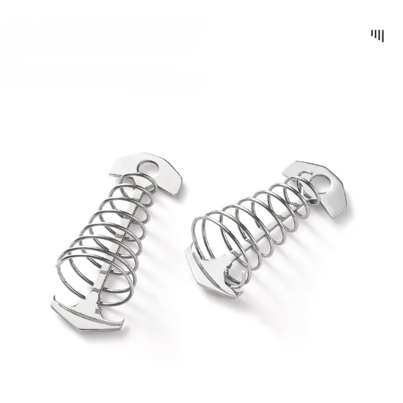 Outdoor Camping Tent Deck Nails Anti-trip Tent Fishbone Floor Nails Spring Buckle Stainless Steel Wind Rope Buckle camping tent accessories camping tent fasteners