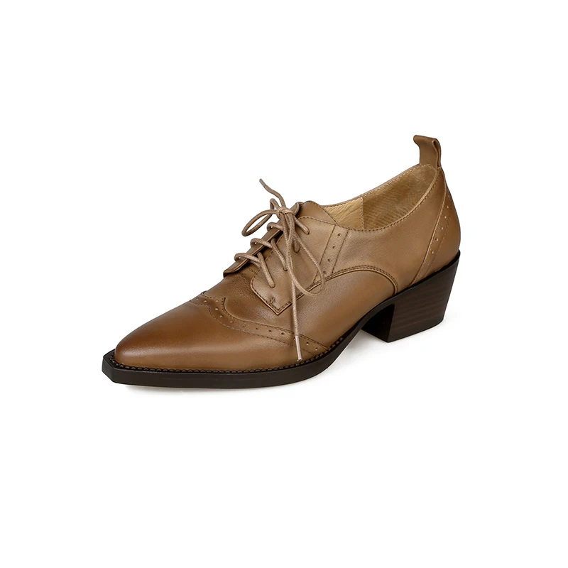 

2023 new Spring women pumps natural leather 22-25cm washed cowhide+pigskin full leather Retro brushed loafers pointed toe shoes