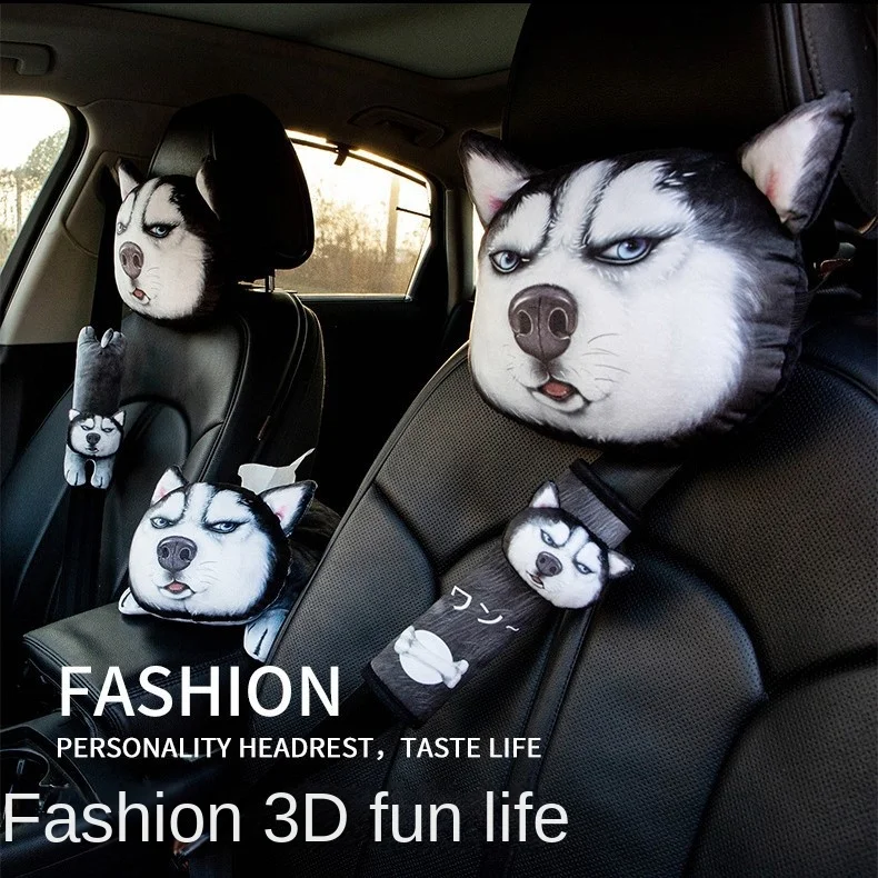 

Headrest Car Accessories 3D Husky Car Headrest Neck Guard Car Cushion Car Pillow Neck Pillow Car Pillow