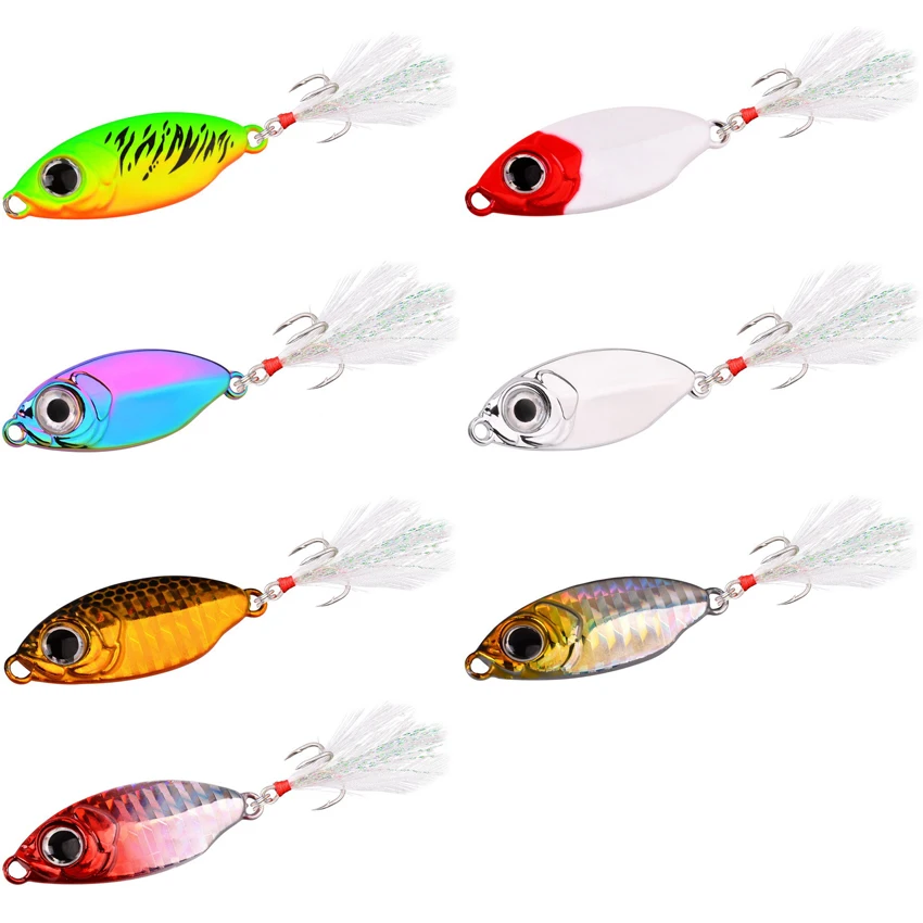 

7pcs Micro jigs Lures Shore Casting Jigging Spoon 10G 15G 20G 25G Slow Drop Micro Cast Metal Jig Saltwater Fishing Lure Set