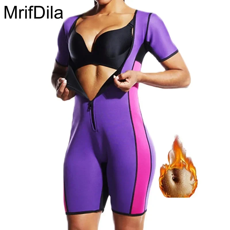 MrifDila Sauna Suits for Women Full Body Sauna Waist Trainer Shapewear Workout Sweat Suits Sauna Jumpsuits Slimming Body Shaper