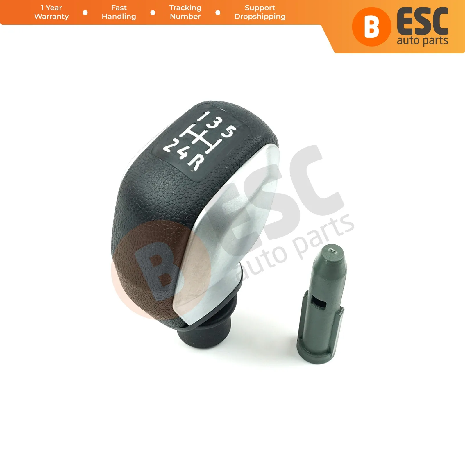 

ESP980 Manual Gear 5-Speed Shift Stick Knob Styling Head Matt Silver Chrome Black with Adapter 96738471VV For Peugeot Citroen