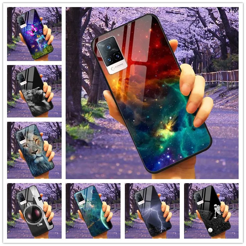 Luxury Protective Soft Bumper Hard Back Phone Case with Tempered Glass