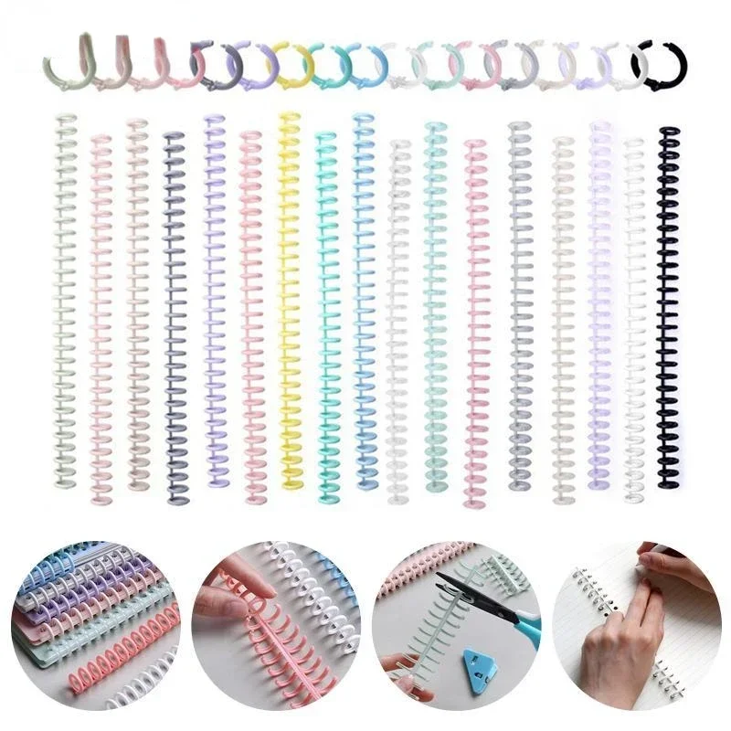 5pcs Loose-leaf Binding Ring Spring Spiral Rings Plastic Binder Strip 30 Holes for A4 Paper Notebook Stationery Office Supplies plastic binding rings,loose leaf binding coil,book binding supplies