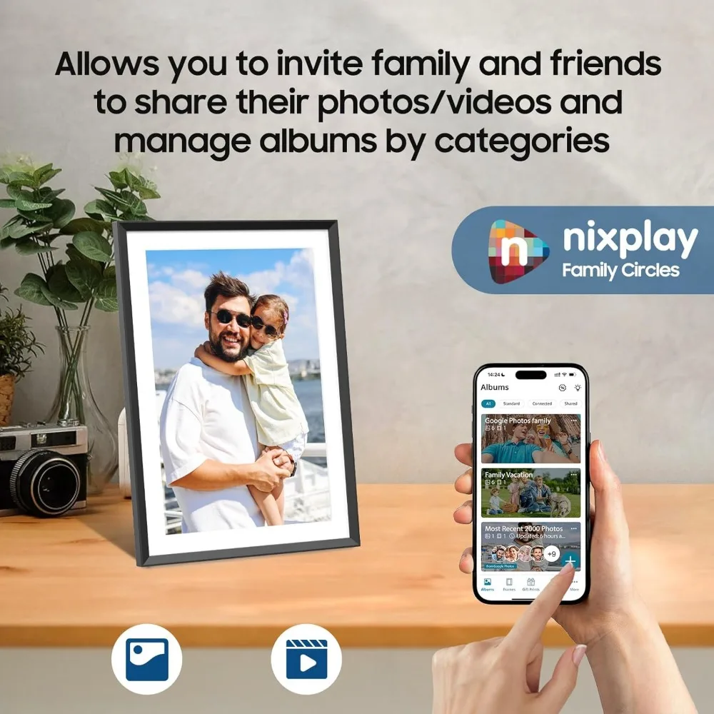 Digital Picture Frame Powered by Nixplay, Share Photos/Videos via Nixplay App, WiFi Digital Photo Frame with 32GB 4