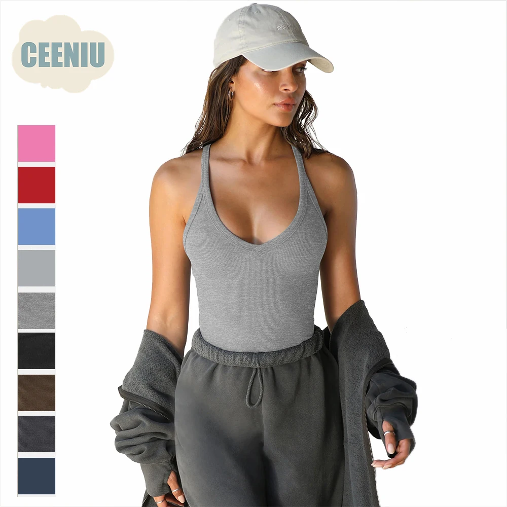 

Новинка весна-лето 2024, трикотажный топ Y2K, Женский пикантный и острый Приталенный топ с подтяжками в европейском и американском стиле