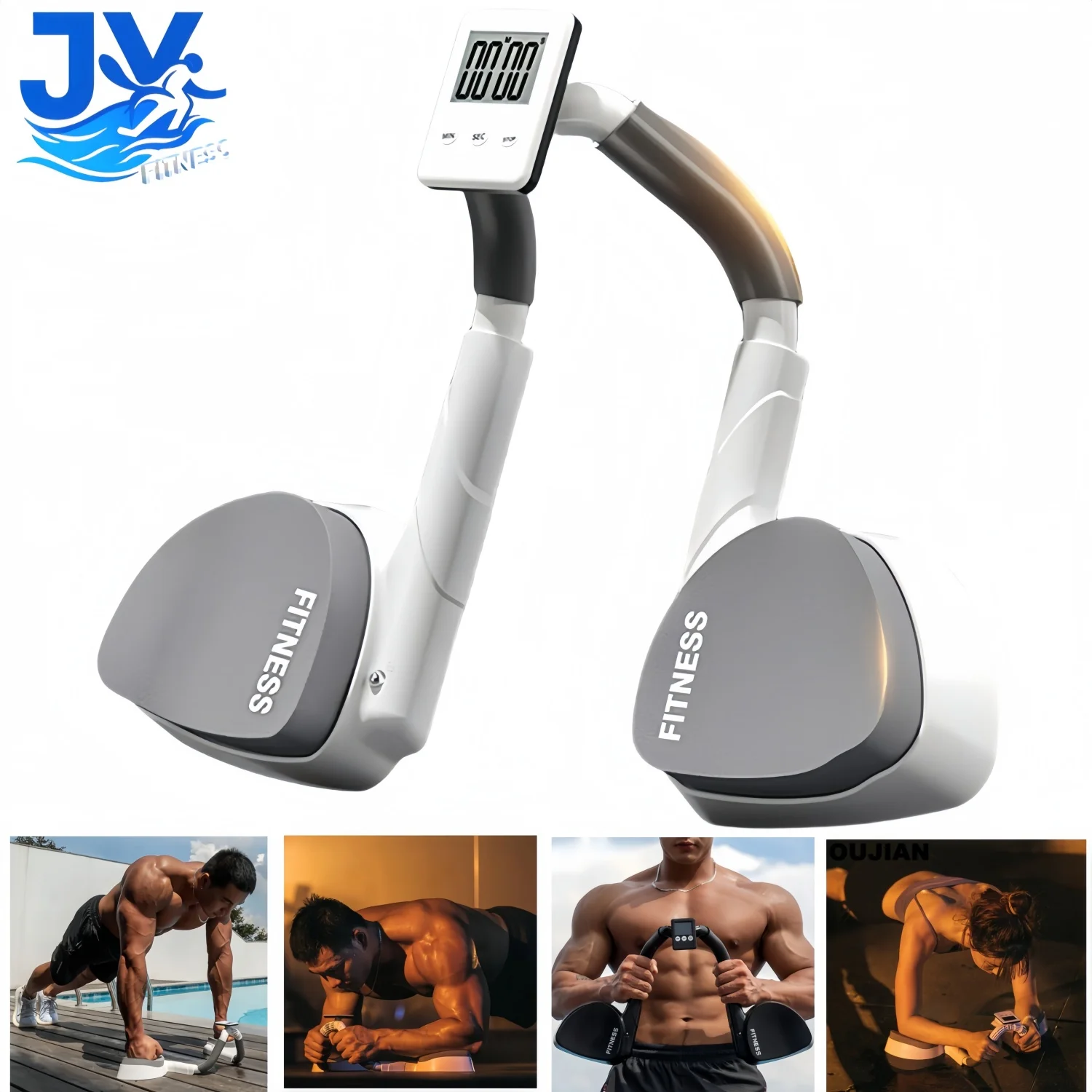 Plank Fitness Trainer Multifunctional Plank Support Training Device Home Elbow Support Abs Workout Equipment with Digital Timer