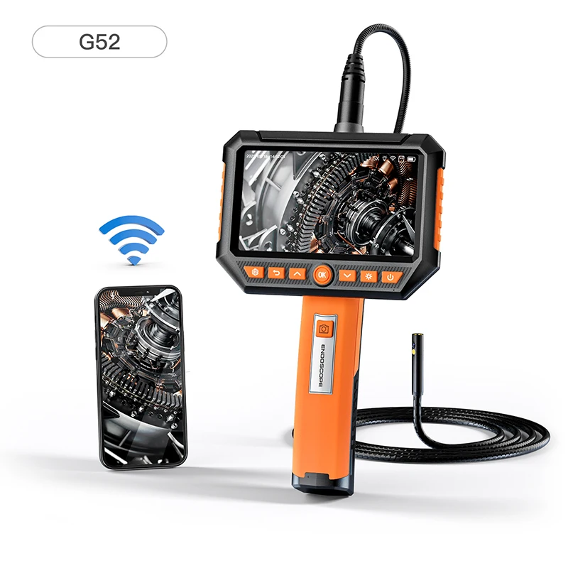 

2022 New Design Industrial Endoscope 5.5mm 5meters Hard Cable Dual Lens 5 Inch IPS HD Screen Inspection Camera Borescope