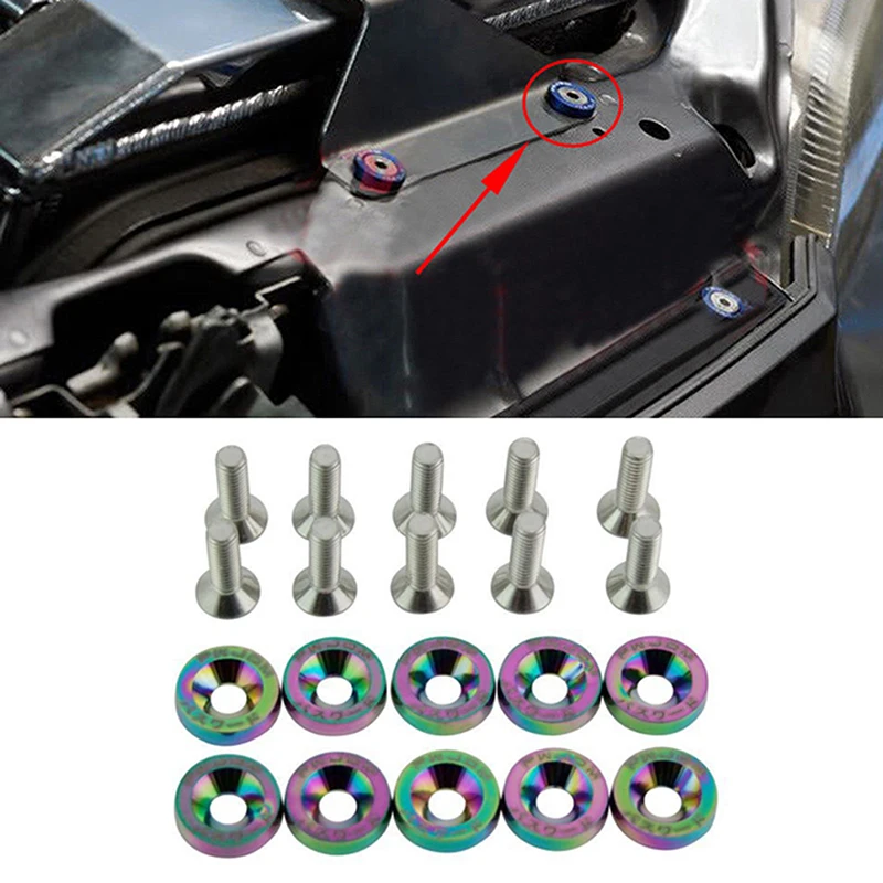 

M6 Aluminum 10Pcs/Pack Car Modified Hex Fasteners Fender Washer JDM Bumper Engine Concave Screws