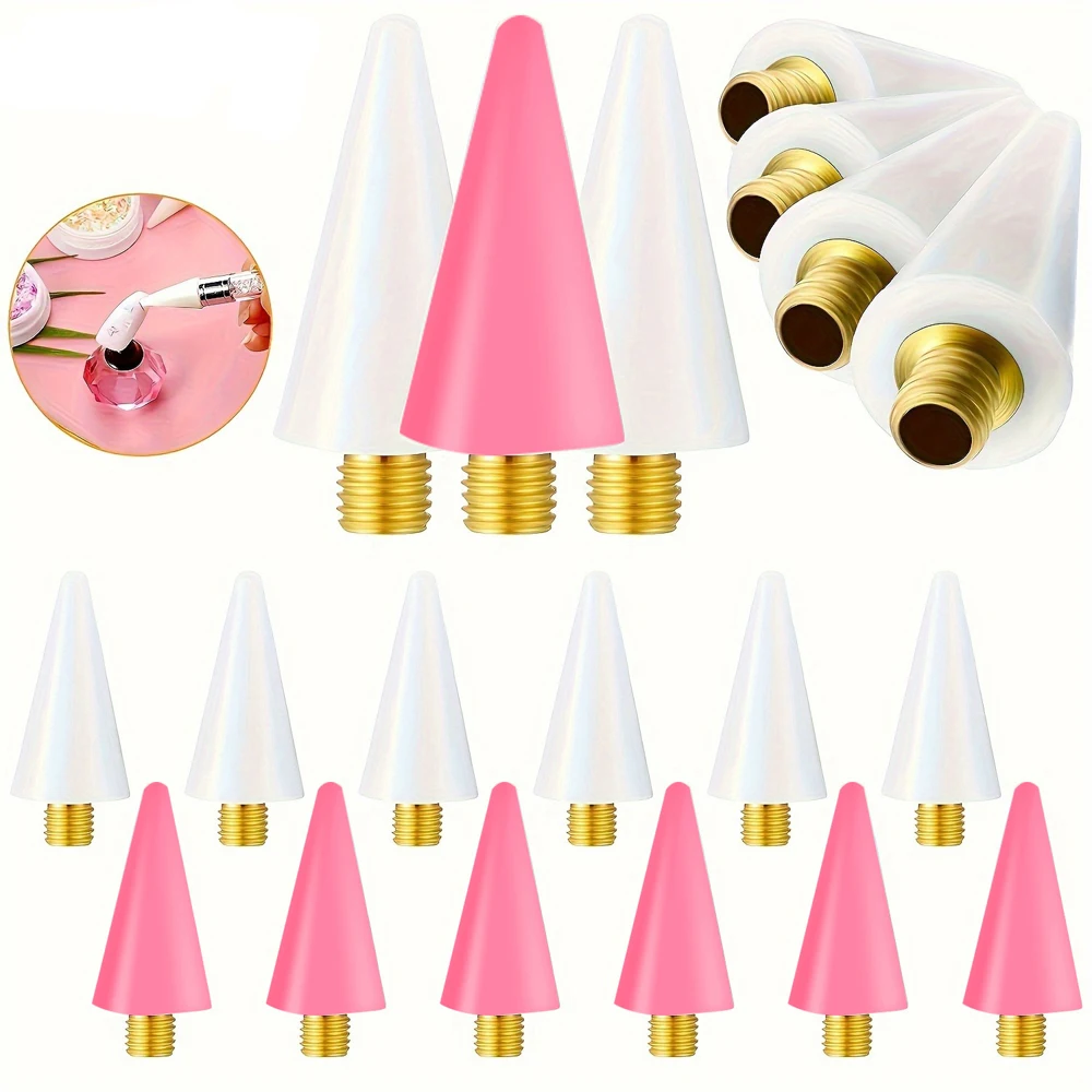 Description Picture 3 of item1/5/10Pc White/Pink Nail Dotting Pen Replacement Wax Head Rhinestone/Gem/Charm Picking Up Pen Tips Manicure Crayon Replace Tools