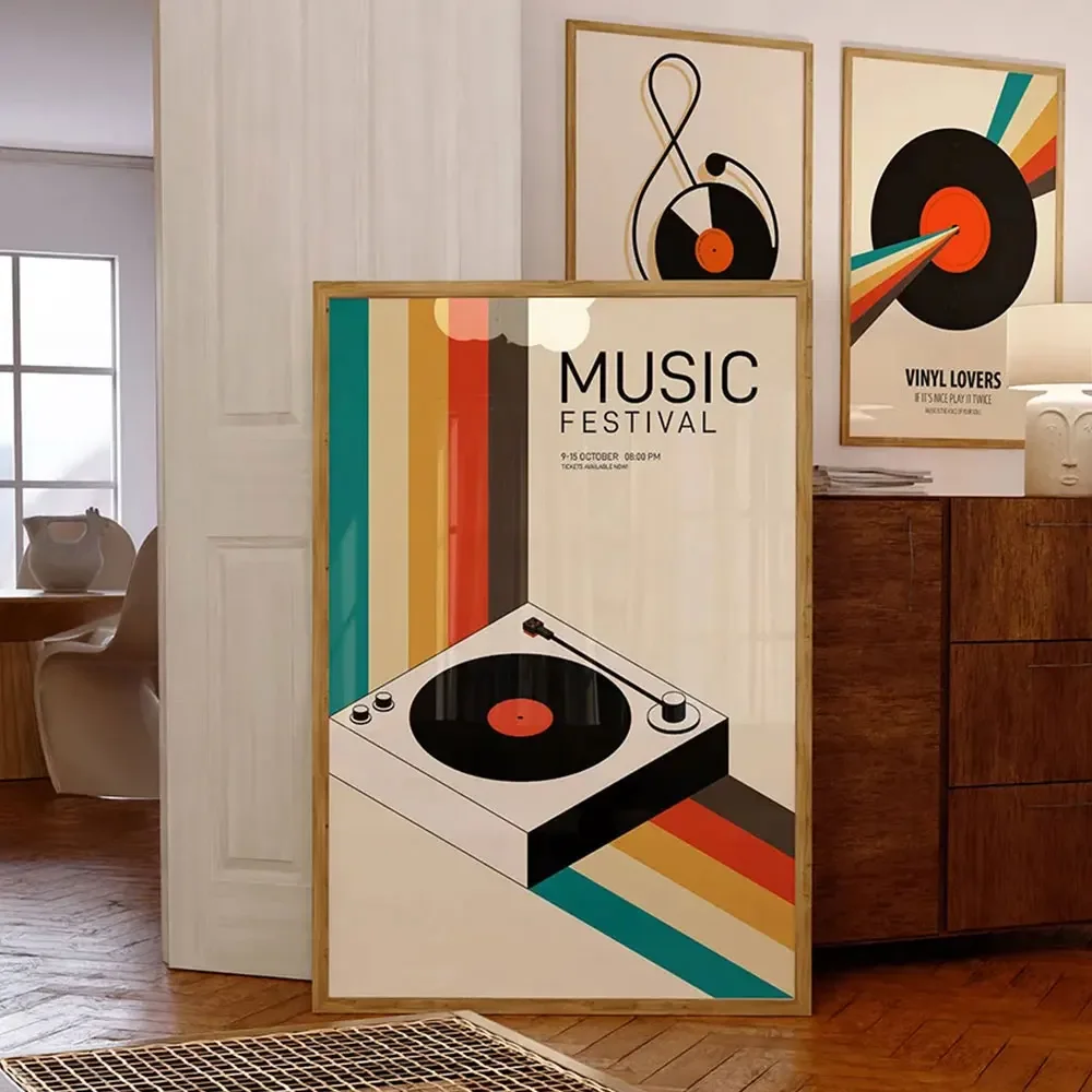 Classic Vintage Wall Art Vinyl Record Player HD Canvas Poster
