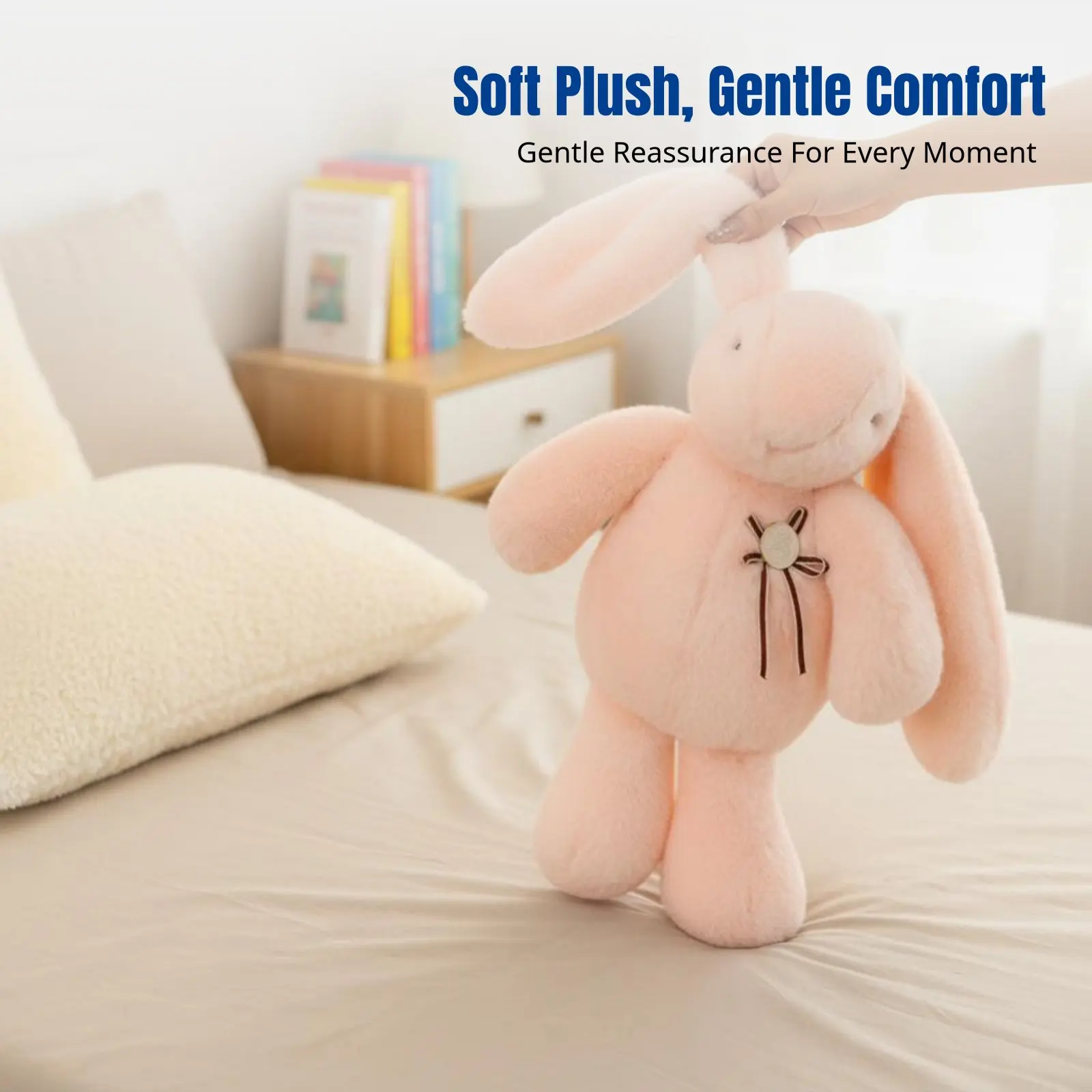 긴 귀를 가진 토끼 인형, 부드러운 토끼 베개, 귀여운 침대 친구, 대형, 친구와 아이들을 위한 귀여운 선물