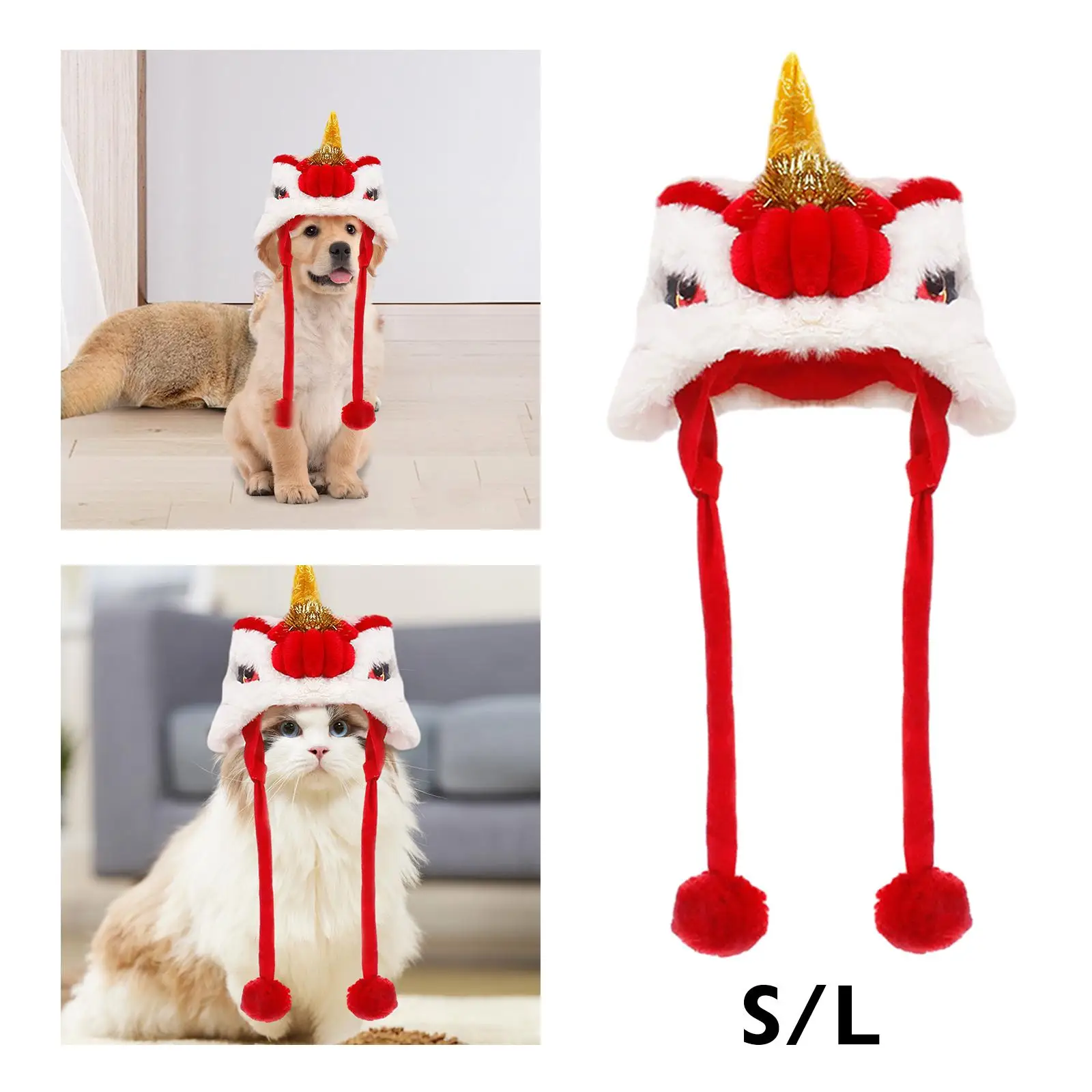 New Year Pet Costume Hat Dance LDog Headwear Comfortable Dog Costume Accessory for Birthday Daily Festival Holiday Party