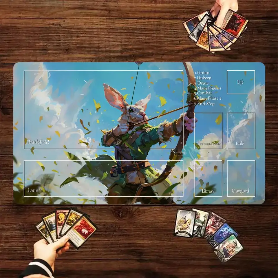 Magic Card Playmat MTG playmat Rabbit archer Raccoon Non-Slip