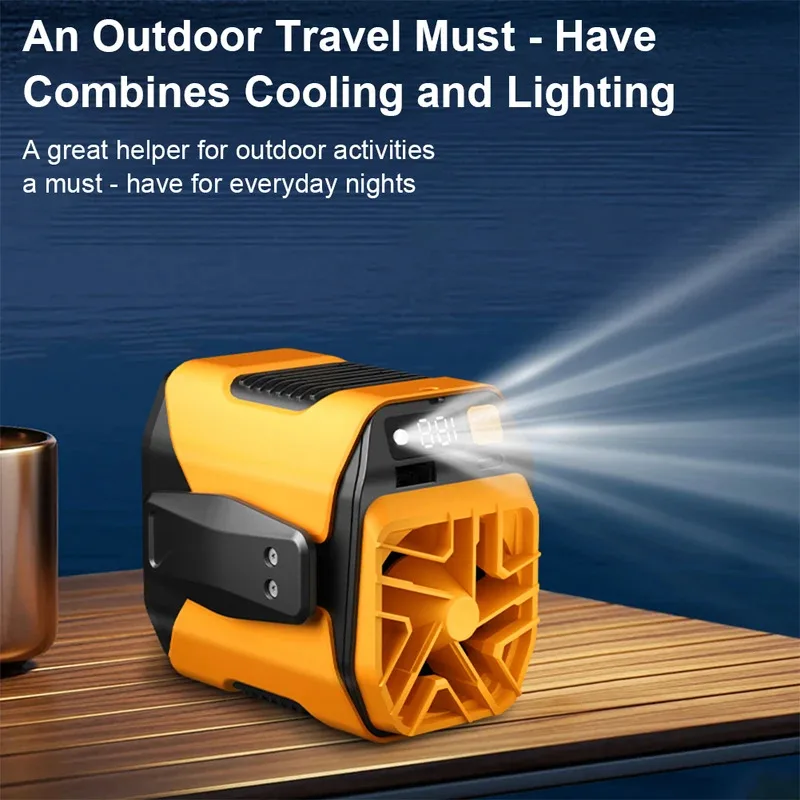 2026 NEW Large Battery Portable Waist Fan LED Lighting USB Hanging Neck Fan Rechargeable Personal Wearable Cooling Belt Clip Fan