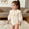 2025 New Spring Autumn Newborn Baby Girl Bodysuits Round Neck Cotton Grid Newborn Baby Girl Jumpsuit Children One Piece Clothing