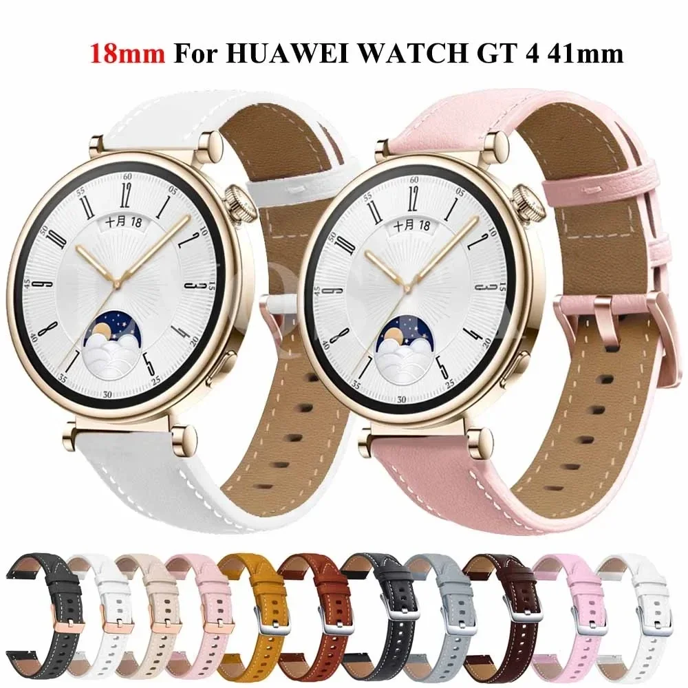 화웨이 워치 GT 4 용 가죽 스마트 워치 스트랩, Garmin Venu 3S, Venu 2S, 로즈 골드 버클, 18mm 팔찌 손목 밴드, 41mm