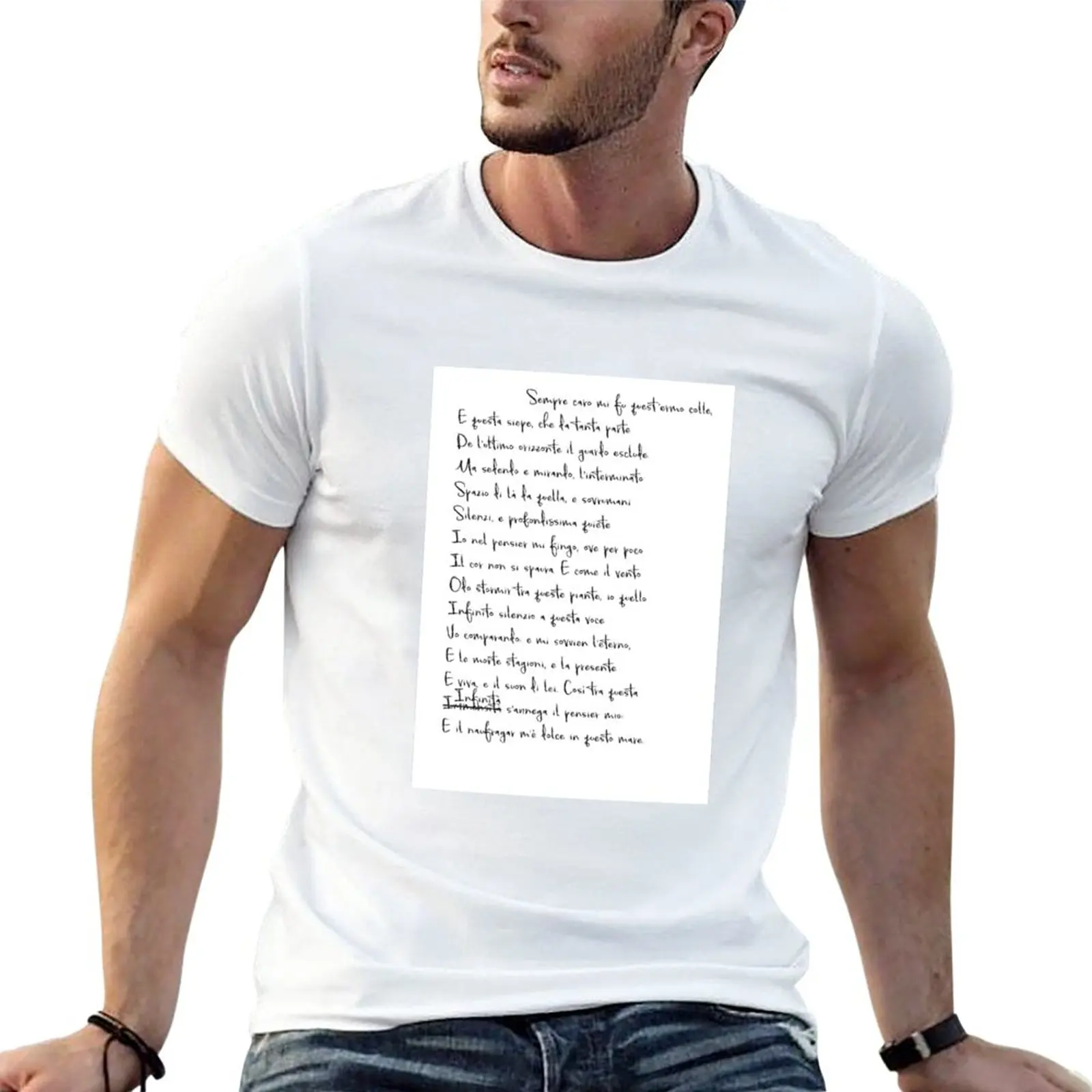 

New Italian poem, Giacomo Leopardi, L'Infinito T-Shirt Short sleeve summer clothes funny t shirt mens t shirts pack