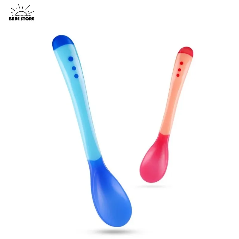 1PC Baby Silicone Feeding Spoon with Temperature Sensing with learning spoons,silicone feeding spoon,baby cutlery