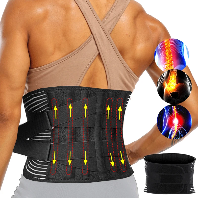 Adjustable Back Lumbar Support Belt with 6 Bone Waist Orthopedic Corset Men Spine Decompression Waist Trainer Back Pain Relief men women heating stretcher lower back massager waist back pain relief electric lumbar traction device