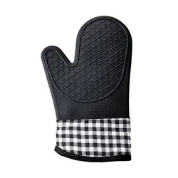 Silicone Heat - Resistant Oven Mitts - Premium Baking and Cooking Gloves (Black)