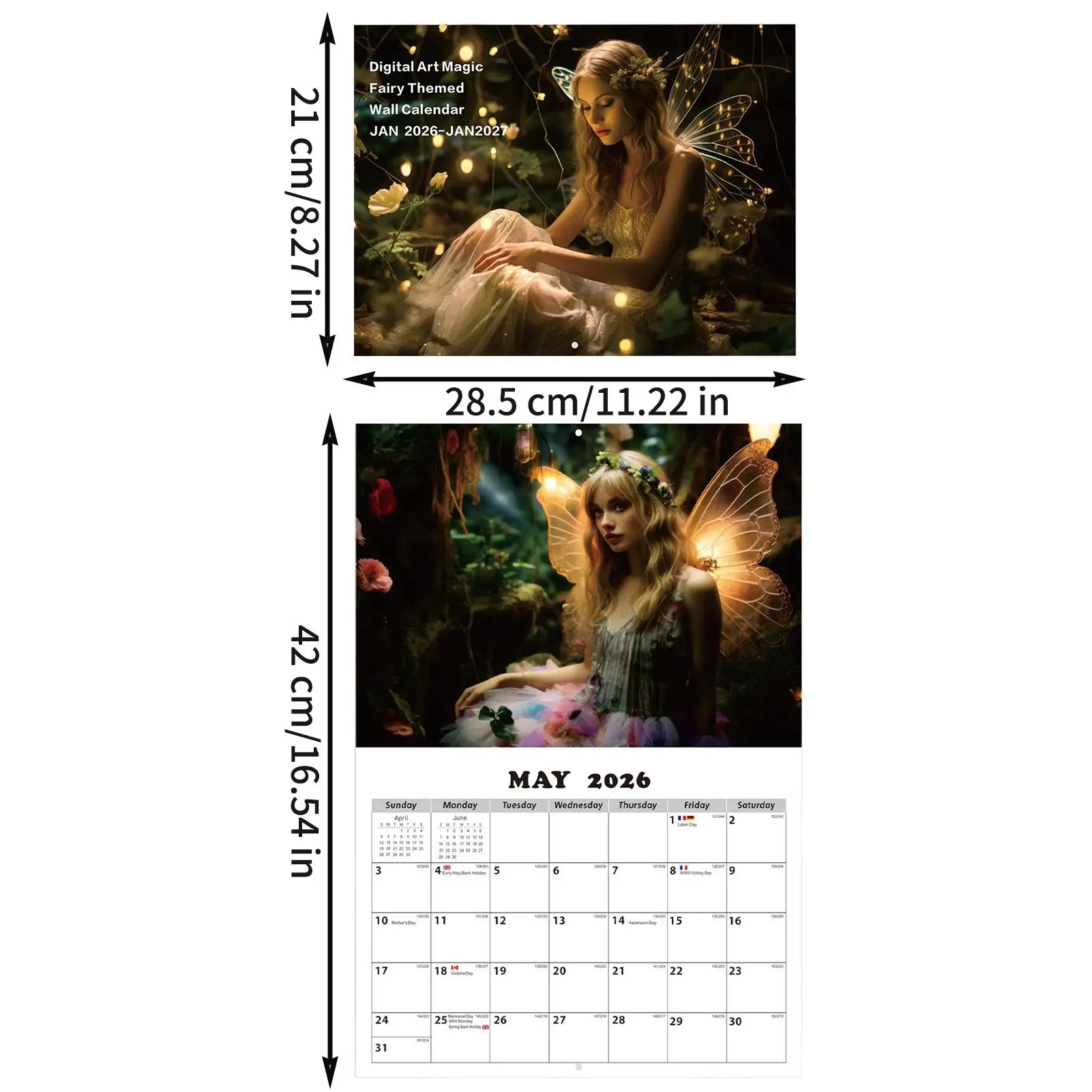 Fairies Calendar For Wall 2026 Enchanting Fairies Wall Calendar Decor Home Fantasy Art Daily Planner Organizer Decor For Kitchen