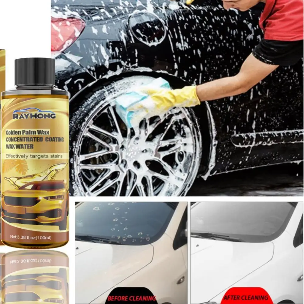 

100ml Golden Carnauba Car Wash Wax 3 IN 1 Foam Cleaner Car Ceramic Coating Polishing Decontamination Car Paint Care Wash Sponge