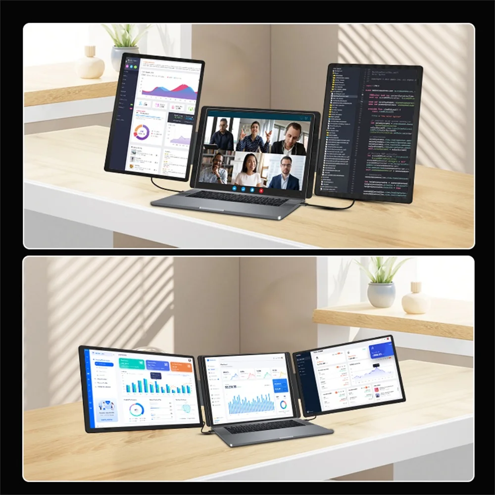 노트북용 로스파이더 듀얼 스크린 휴대용 모니터 확장기, 회전형 타입 C HDMI 맥북 윈도우 게임용