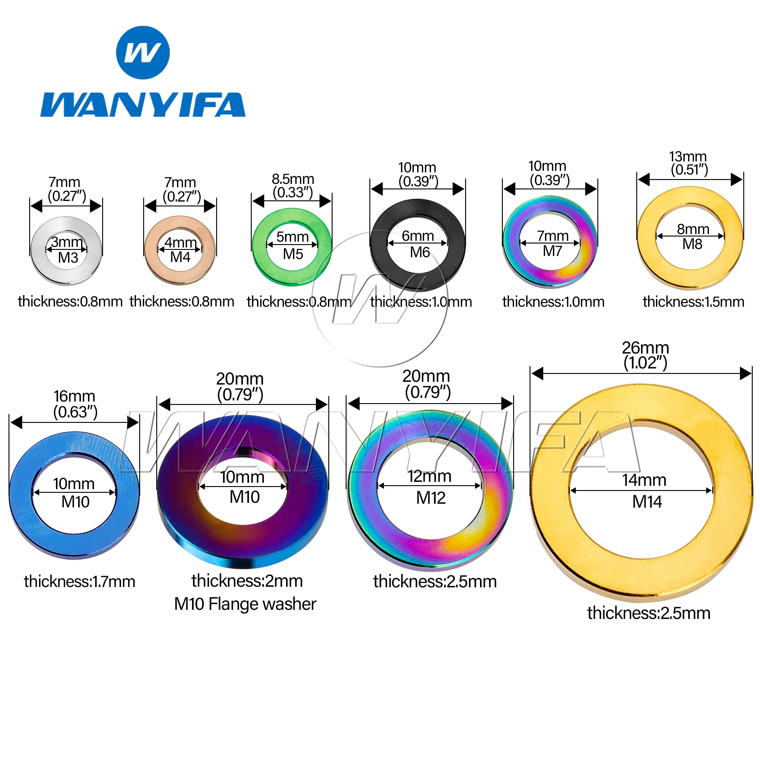 Titanium Washers Wanyifa Titanium M4 M5 M6 M8 M10 Spacer Washer For DIN912 Bolt Screw