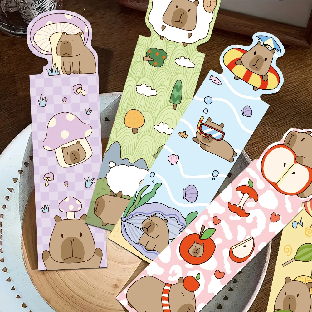 30pcs Cartoon Cute Capybara Bookmarks Reading Pages Books Tagging Students Stationary Supplies DIY Creative Aesthetic Bookmarks