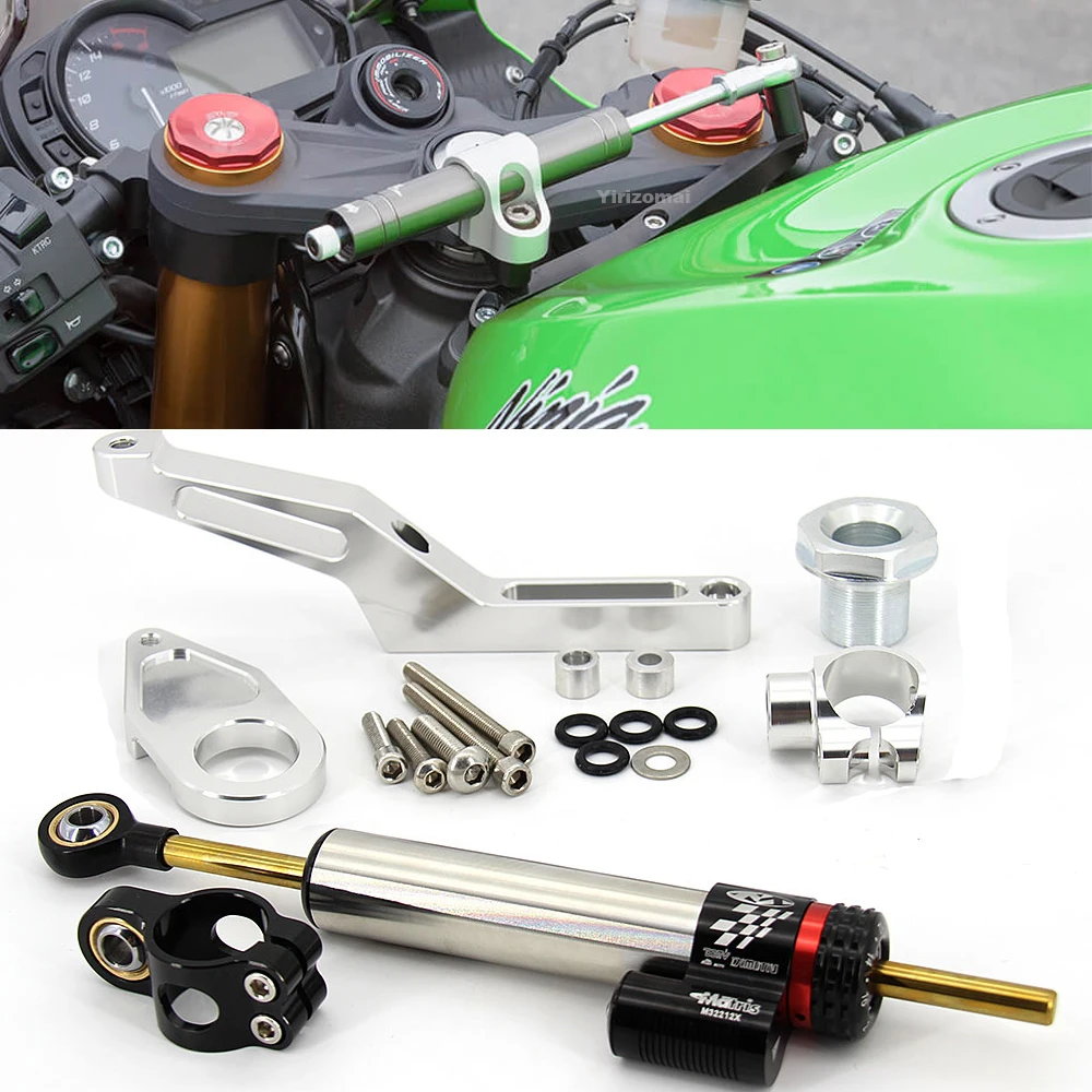 

Мотоциклетный алюминиевый стабилизатор рулевого управления демпфер Монтажный кронштейн набор кронштейнов для Kawasaki ZX6R ZX-6R 2017 2018 2009-2019
