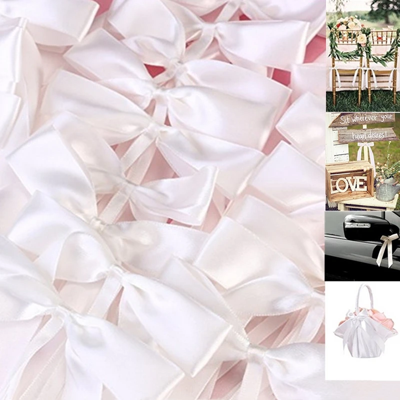 

50 Pcs/pack Delicate Wedding Pew End decoration Bow knots Ribbon Bows Party Cars Chairs Bowknots Craft Decor