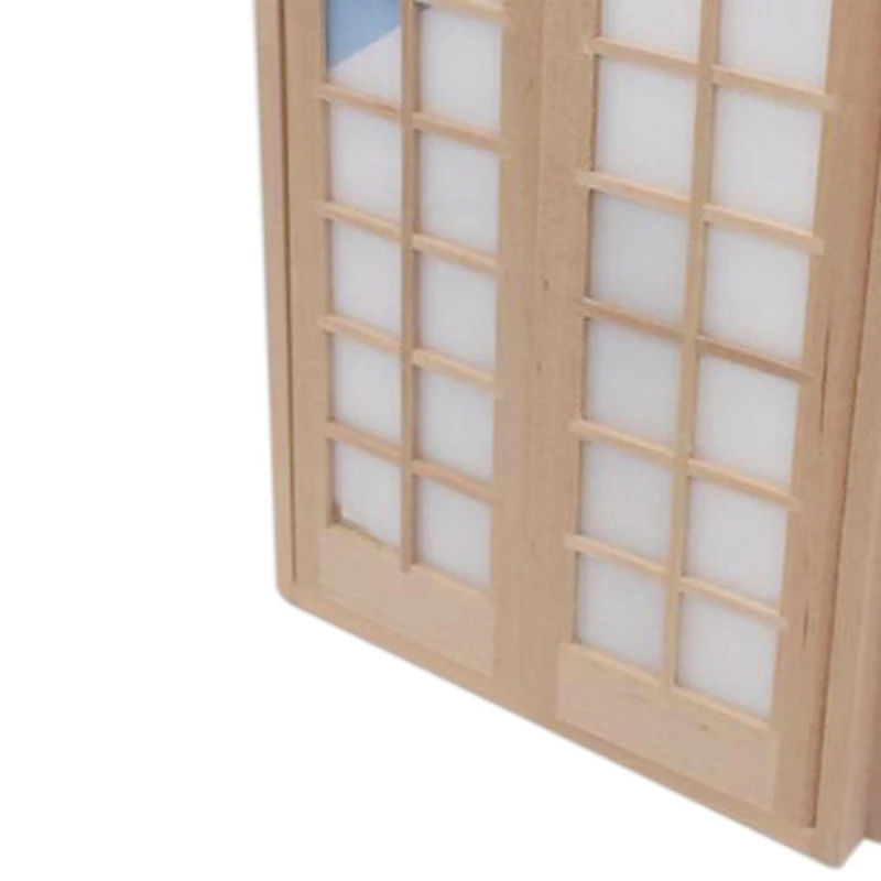 1/12 인형의 집 미니 나무 DIY 28 격자 더블 문짝 가구 액세서리 장난감