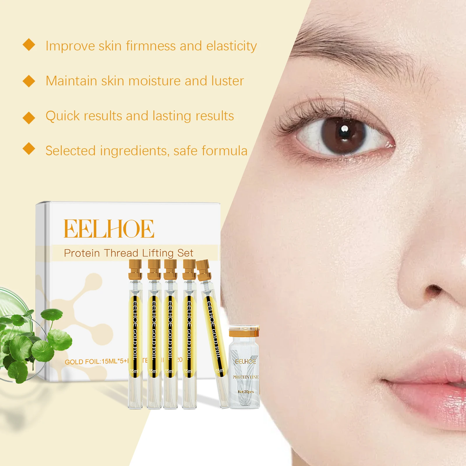 Protein Thread Lifting Set Fade Fine Lines Wrinkle Absorbable Protein Threads Collagen Face Filler Firming Moisturizing Serum