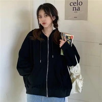 Spring Hooded Sweatshirts with Pocket for Women Plus Size Long Sleeve Vintage Casual Cardigan y2k Streetwear Zip Up Hoodie Cloth - Image 2