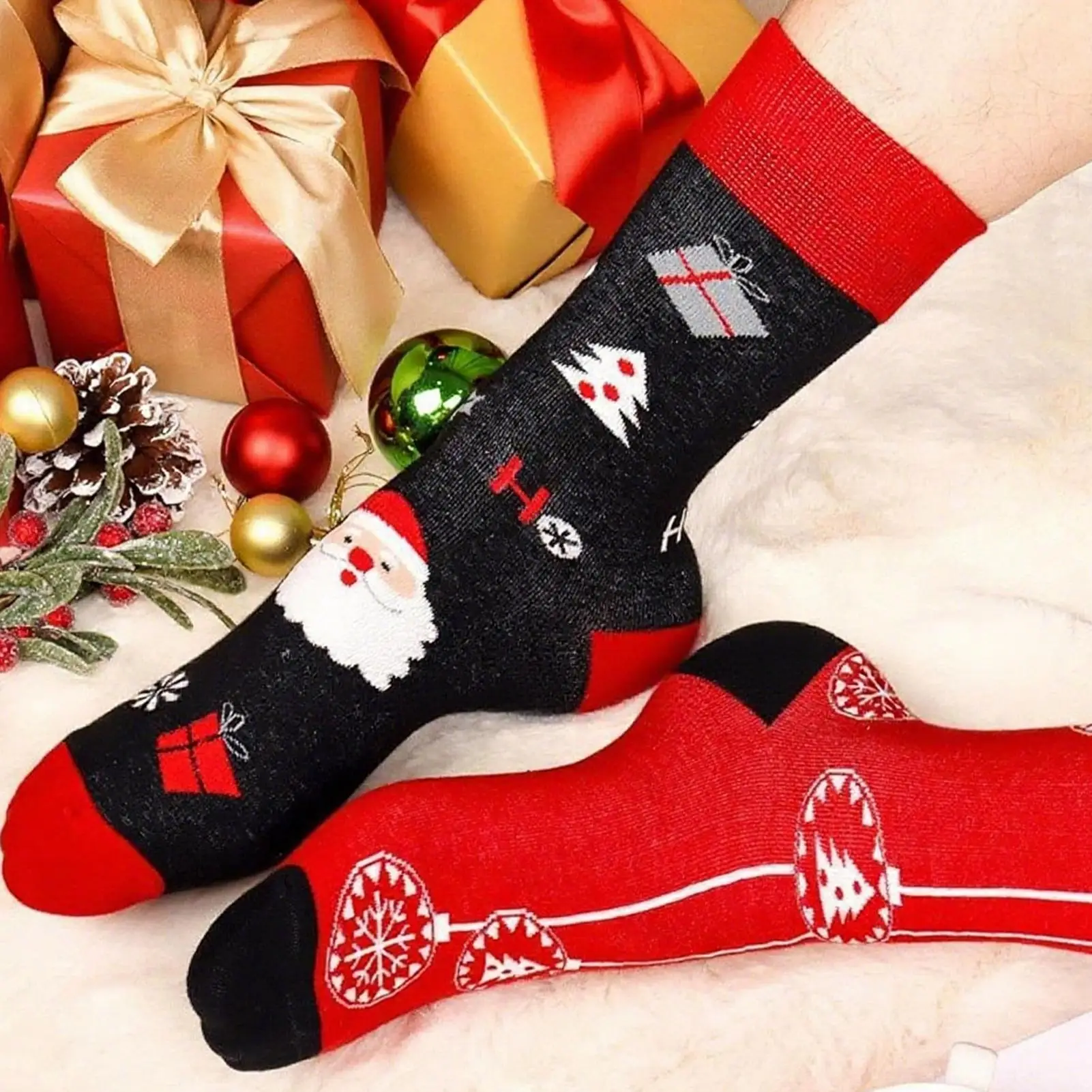 Socks Advent Calendar for Adults Men Women, 12 Pair of Christmas Crew Socks Funny Sock Countdown to 2025 Christmas, 24 Days