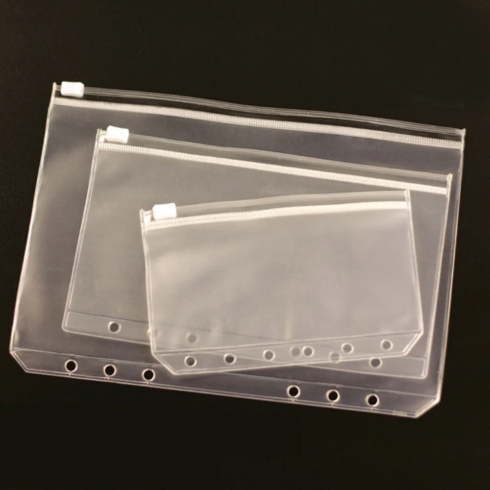 

A5/A6/A7 Size Plastic Zip Lock Storage File Card Pack Envelope Zipper Wallet Insert Refill Organiser Spiral Plan Bag