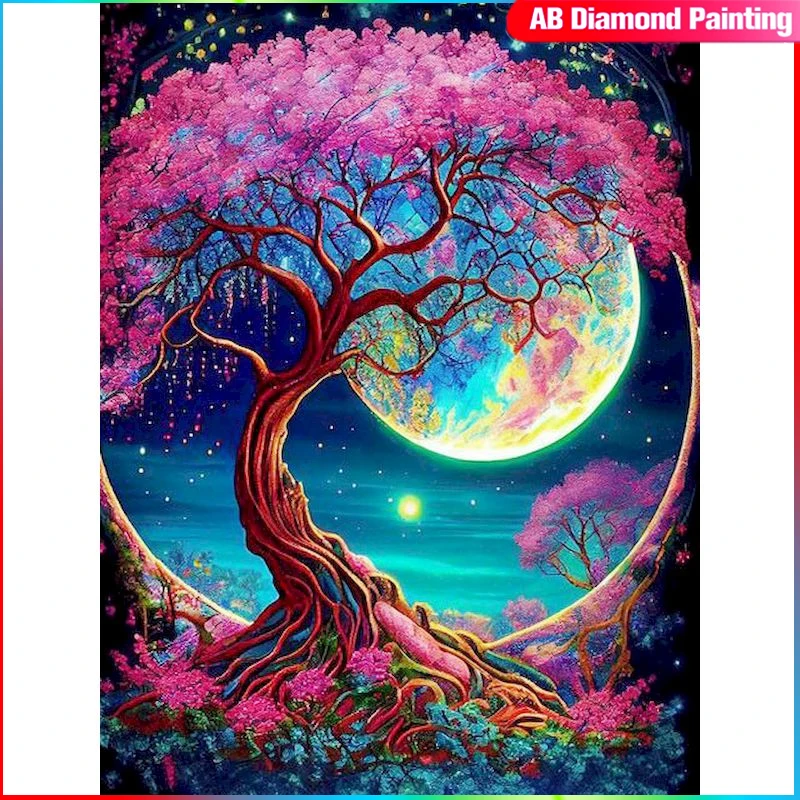 

GATYZTORY Diamond Embroidery Tree Landscape Mosaic AB Diamond Painting Kits Scenery Cross Stitch Sets Handmade Art
