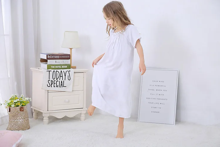 cotton short pajama sets 2019 Spring Children's Girls Lolita Dress Princess Sleepshirts Vintage Nightgowns Baby Nightdress Kids Sleepwear Pajamas Gown elegant pajama sets